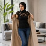 بلوز زنانه اوزکان با بالاتنه توری | سیاه و سفید | کد Oz-7371